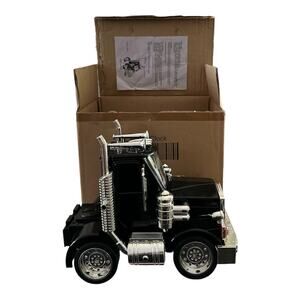 VTG American Semi Truck Alarm Clock Riva Tabletop Decor Black Chrome V64432 NIB